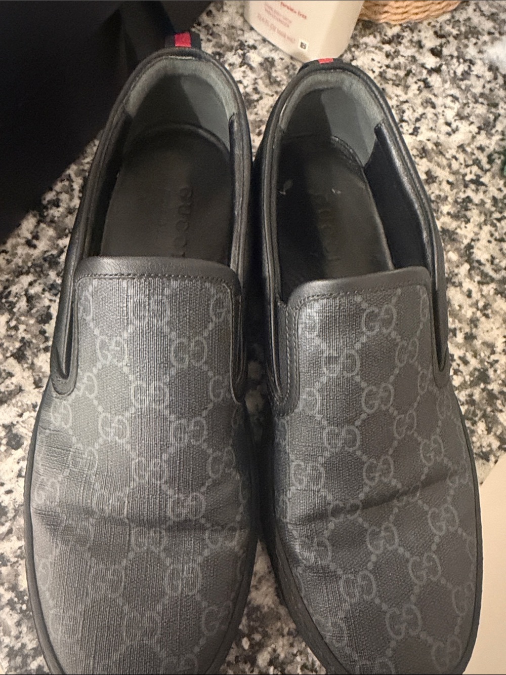 Gucci Gray GG Monogram Slip-On Loafers